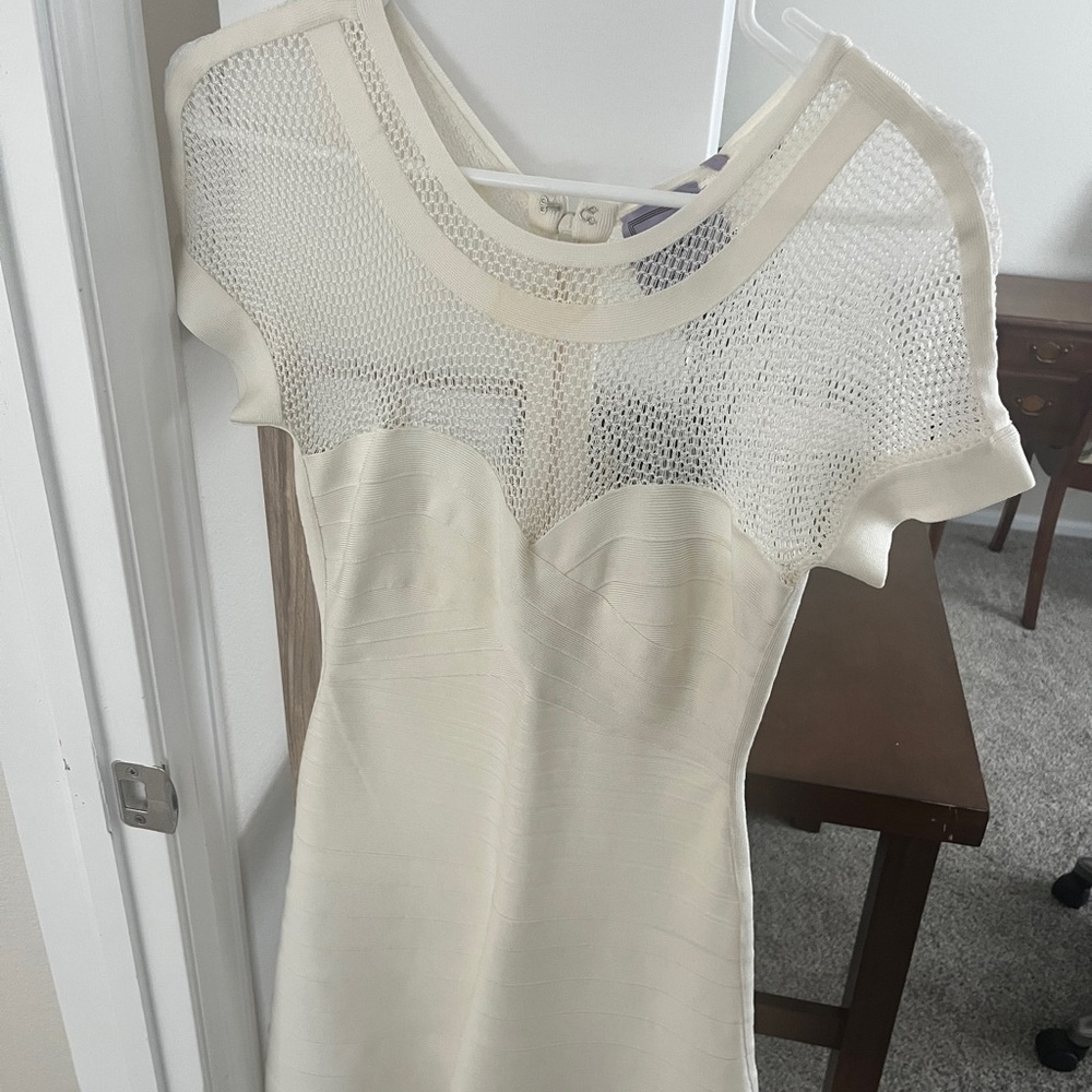 Herve Leger Ivory Bandage Dress